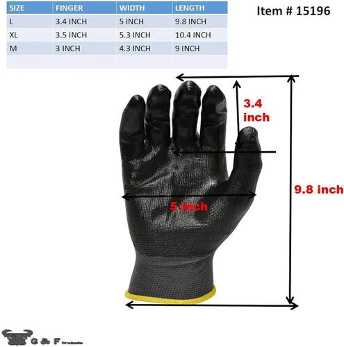Vista 2 de G & F Products Men's Gardening Gloves, Micro Foam Nitrile Coated, Breathable Nylon
