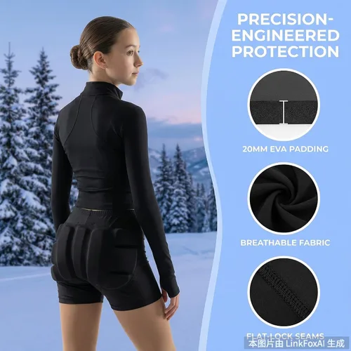 Vista 2 de HIPS - Pantalones cortos para niñas y mujeres, equipo de protección, para entrenamiento de rodillos de esquí, para jóvenes y adultos