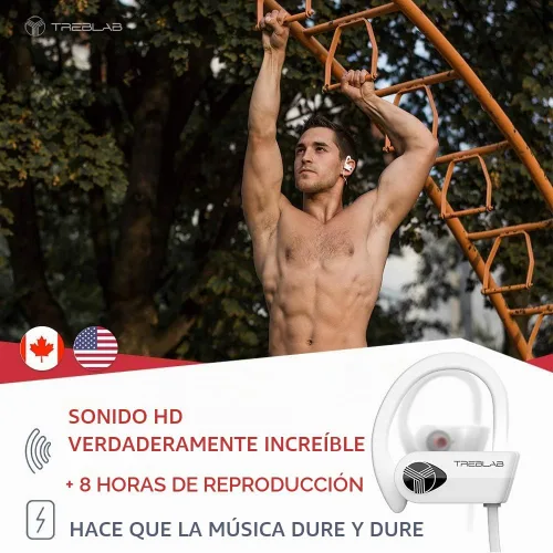 Vista 5 de Auriculares con Bluetooth de Treblab XR500, mejores auriculares inalámbrico para deportes, correr o el gimnasio. Versión actualizada 2017.