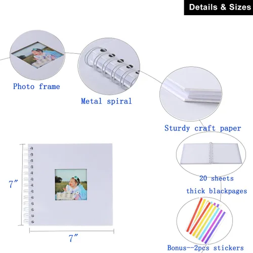 Vista 6 de Álbum de fotos de álbum de recortes, páginas de papel blanco, álbum de recortes, páginas de hojas, aniversario de boda, regalo de memoria familiar