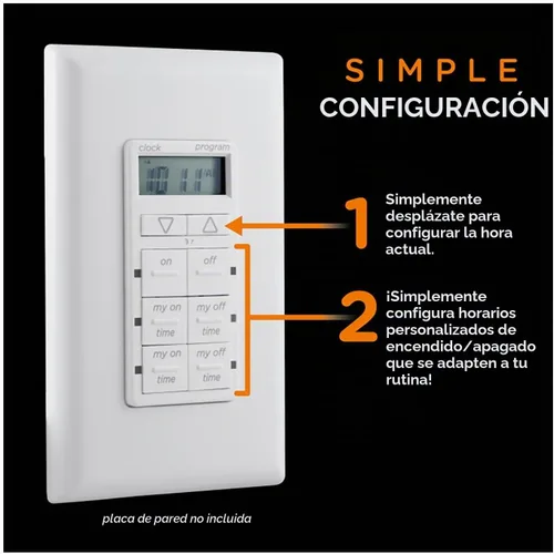 Vista 5 de myTouchSmart Temporizador digital de pared, 4 botones programables de encendido/apagado, 2 botones de encendido/apagado fáciles, ciclos diarios