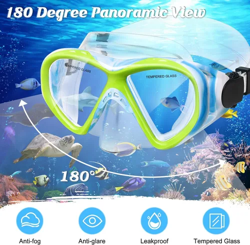 Vista 3 de ACQCES Gafas de natación para niños, máscara de buceo para niños y niñas de 5 a 15 años, gafas de natación antivaho de dos colores con cubierta