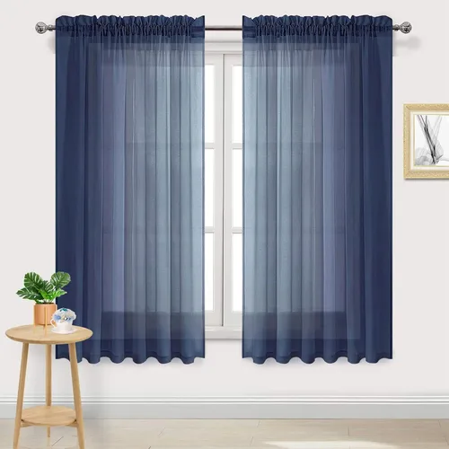 Vista 122 de DWCN Cortinas Transparentes Aqua de Voile Semitransparente con Bolsillo para Barra para Dormitorio y Sala de Estar, 36 x 36 pulgadas de Largo, Juego