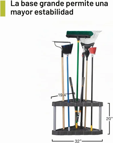 Vista 4 de Rubbermaid Estante de plástico para herramientas de esquina de garaje, fácil de montar, organiza hasta 30 herramientas de mango