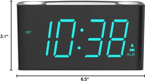 Vista 8 de ROCAM Reloj despertador extra fuerte con agitador de cama, reloj despertador vibratorio para personas que duermen con problemas auditivos sordos