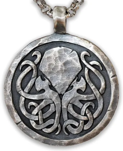 Vista 14 de Baldur Jewelry - Collar con colgante de pulpo de Lovecraft Cthulhu en plata de ley 925, símbolo amarillo, hecho a mano, amuleto de Necronomicum