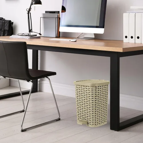 Vista 8 de Superior Performance Inc 3.1 Gal. Papelera de estilo ratán compacta (Beige y marrón)