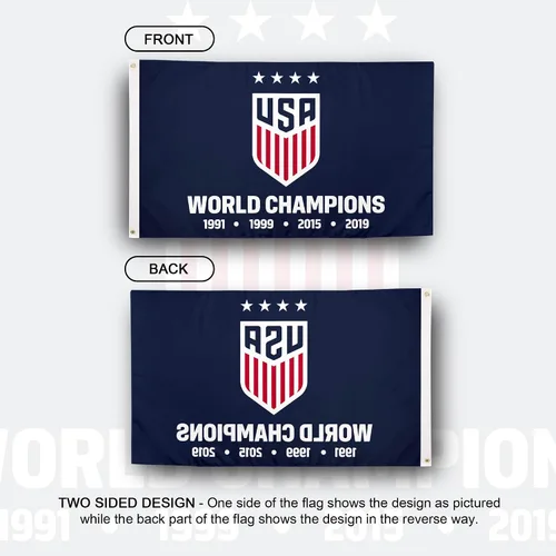 Vista 2 de Desert Cactus Bandera de fútbol de Estados Unidos USWNT Equipo Nacional Femenino de Estados Unidos, 100% poliéster, para interiores y exteriores, 3