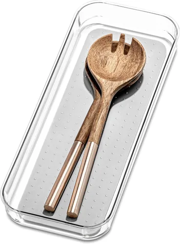 Vista 7 de madesmart Organizador de almacenamiento mediano transparente, forro de agarre suave de alta calidad, base antideslizante, para utensilios de cocina