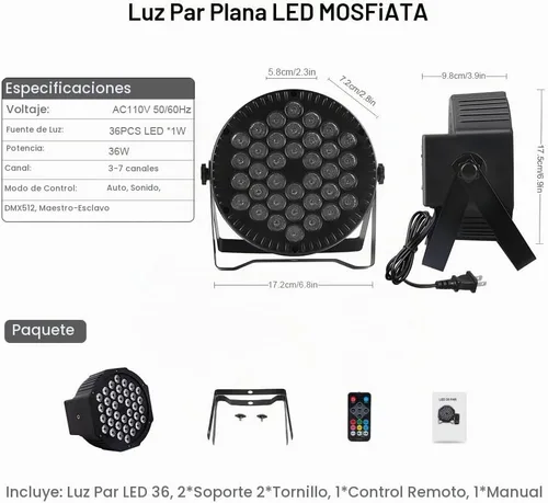 Vista 7 de MOSFiATA Paquete de 4 luces Par, RGB 36 luces LED de escenario activadas por sonido, control DMX, 7 modos de iluminación vertical con control