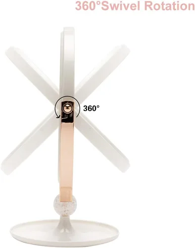Vista 4 de YEAKE Espejo de tocador de maquillaje con aumento, plástico ABS, doble cara, aumento 3X, giro de 360°, espejo de maquillaje de belleza, espejo