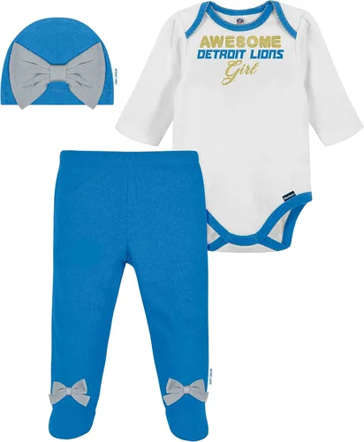Vista 32 de NFL Conjunto de enterizo, pantalón con pies y gorro de 3 piezas para bebé niña
