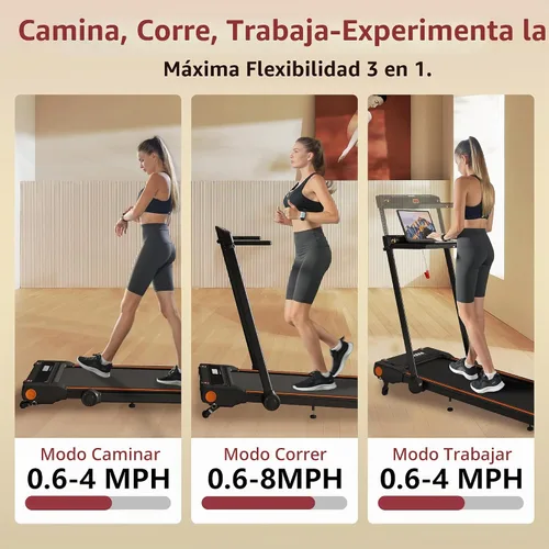 Vista 4 de Hccsport Treadmill with Incline, 3 in 1 Under Desk Treadmill Walking Pad with Removable Desk Workstation 3.5HP Foldable Compact Walking Treadmills