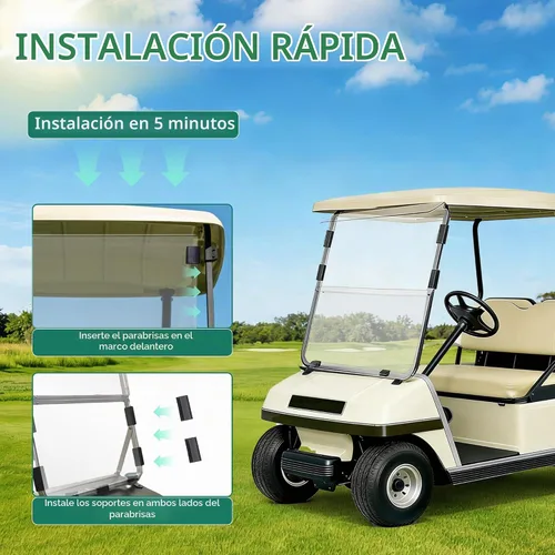 Vista 6 de ECOTRIC Parabrisas compatible con Club Car DS de 1982-2000.5 Clear Fold Down resistente al impacto para carrito de golf Modelo DS