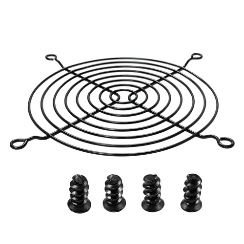 Vista 3 de Parrilla negra para ventilador de PC, cubierta de ventilador de PC Black Iron 2 Pack 120MM Fan Grill,120MM Fan Cover with Screws for Computer Case