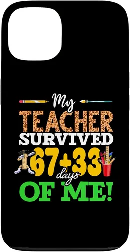 Vista 7 de My Teacher Survived 67+33 Days of Me Dab 100 Days of School Case for iPhone 17