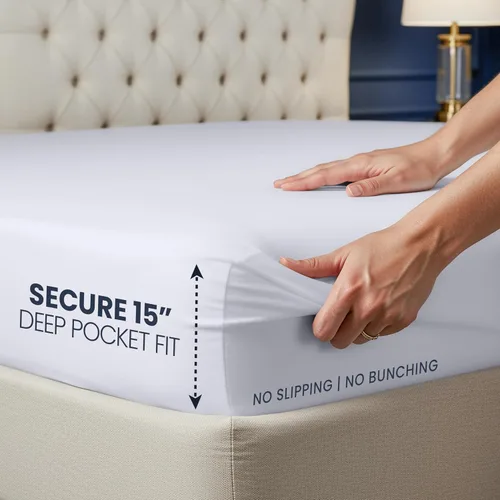 Vista 4 de Utopia Bedding – Protector de colchón impermeable de 5 lados tamaño individual, funda de colchón transpirable premium, estilo ajustado con bolsillos