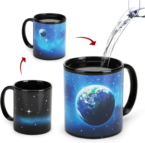 Vista 10 de Regalos de Astronomía Taza de Café con Tapa, 12 Regalos del Espacio de Constelaciones para Hombres y Mujeres, Taza de Cerámica con Tema de Planeta