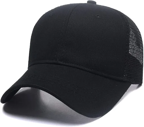 Vista 3 de Gorra de béisbol de malla ajustable para mujer, con cola de caballo, estilo camionero, para exteriores, informal, abierta