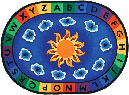 Vista 8 de Carpets for Kids 9445 Sunny Day Learn & Play - Alfombra de asiento para aula de alfabetización, 4 pies 5 pulgadas x 5 pies 10 pulgadas, ovalada