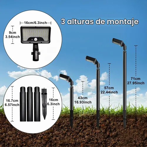 Vista 6 de Tryme Luces Solares con Sensor de Movimiento para Exteriores Impermeables 92 LEDs Luces Brillantes para Senderos con Ángulo Ajustable y 3 Modos