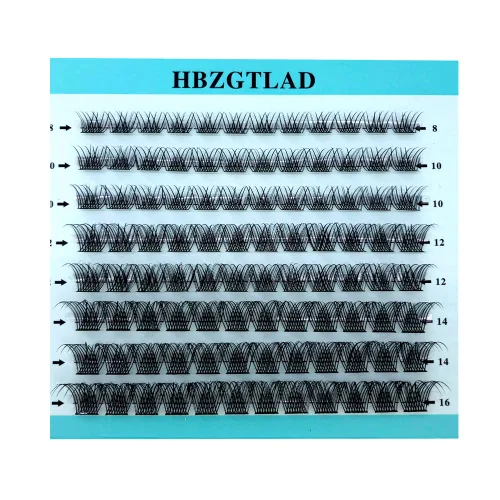 Vista 14 de Mezcla de pestañas postizas 3D esponjosas de un solo racimo, abanicos de volumen, pestañas individuales segmentadas naturales para extensión