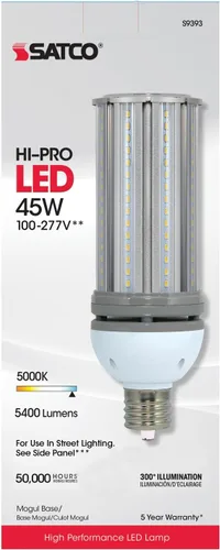 Vista 2 de Satco S9393 - Bombilla LED de repuesto para Satco S9393 de 45 W/LED/HID/5000 K/100-277 V, 45 W, 5000 K, base EX39 extendida, 175 W, HID