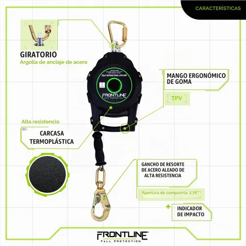 Vista 4 de Frontline RPGC Cable SRL de 30 pies con extremo de gancho de acero Mango de transporte ergonómico y eslogan Alta resistencia, resistente a