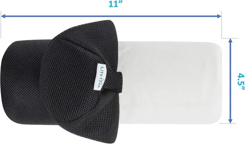 Vista 3 de Rollo lumbar para soporte de espalda, 100% espuma viscoelástica, firmeza optimizada, 11 pulgadas de largo con 4.5 pulgadas de diámetro, funda