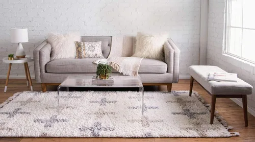 Vista 3 de Unique Loom Hygge Shag Collection - Alfombra moderna de inspiración marroquí, diseño geométrico, felpa y acogedora, 5 pies x 8 pies