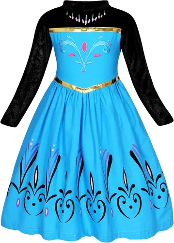 Vista 4 de Eledobby Frozen Anna Dress for Girls Anna Coronation Costume Halloween Birthday Party Princess Outfits with Cape Accessories