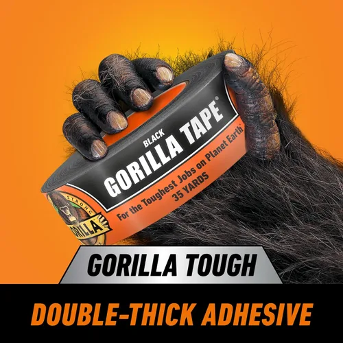 Vista 2 de Gorilla Cinta adhesiva negra, 1.88" x 35 yardas, negro, (paquete a granel de 18)