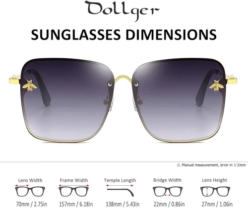 Vista 5 de Dollger Gafas de sol cuadradas de gran tamaño para mujer lentes de sol grandes lentes de sol grandes protección UV 400 Gradiente
