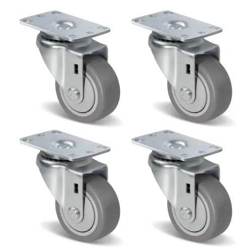 Vista 11 de Ruedas resistentes de 3 pulgadas, ruedas giratorias con frenos, ruedas de placa con rueda de goma para muebles, plataforma, camión, carrito