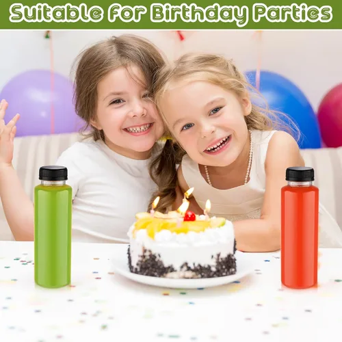 Vista 7 de Thenshop 24 botellas de plástico de 12 onzas con tapas, botellas de plástico desechables de PET transparentes con tapas negras a prueba
