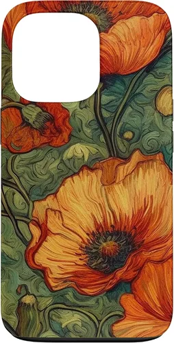 Vista 10 de iPhone 16 Floral Van Gogh Style Poppy Flower Case