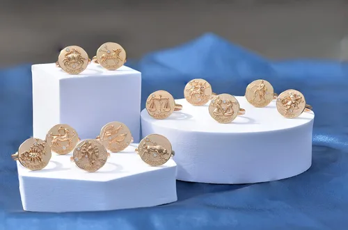 Vista 4 de GOVENUS Anillo de signo de horóscopo, constelación del zodiaco, astrología, anillo de moneda antigua, regalo perfecto para mujeres y niñas, Metal