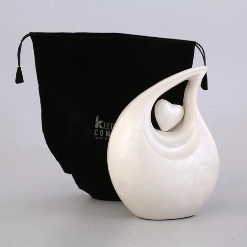 Vista 23 de Gran urna de lágrima negra con corazón plateado para cenizas humanas masculinas - Urnas para hombres y mujeres adultos - Urnas de cremación