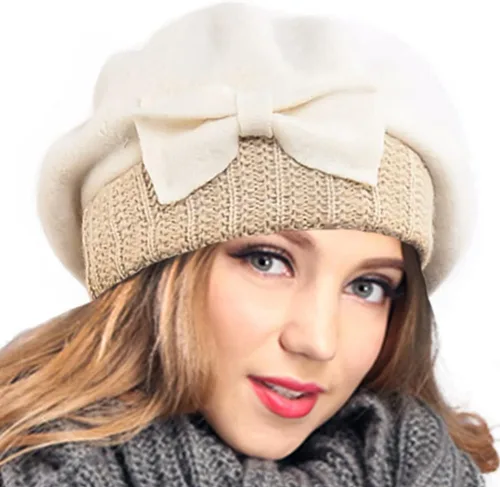 Vista 64 de VECRY - Gorro 100% de lana para mujer, boina de fieltro tipo campana, gorro de vestir para invierno