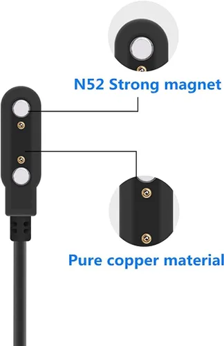 Vista 5 de Paquete de 2 cables de carga para reloj inteligente, accesorios magnéticos para SmartWatch, cable de carga de 2 pines, espacio entre pines