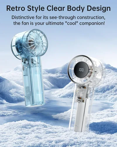 Vista 5 de TriPole Ventilador portátil mini ventilador turbo de mano para viajes, tiempo máximo de enfriamiento de 20 horas, ventiladores de batería recargable