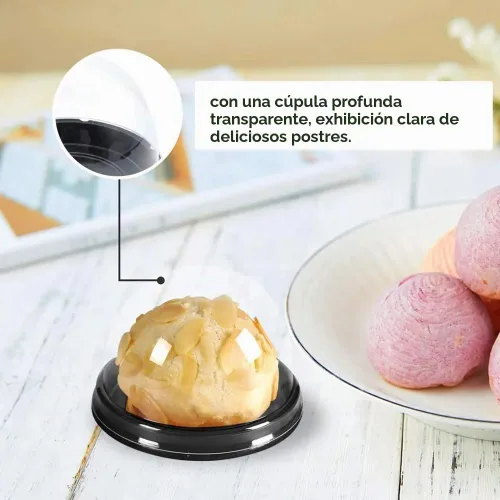 Vista 4 de EchoDone Mini cajas de plástico transparente para magdalenas, cúpula de muffins, caja de un solo contenedor, cajas de regalo de boda, cumpleaños