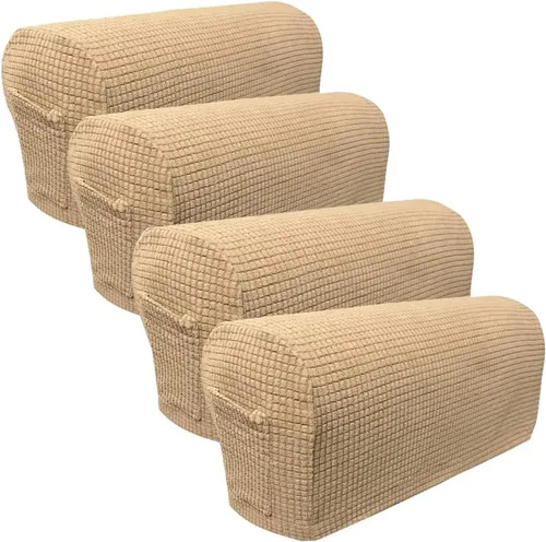 Vista 15 de Juego de 4 fundas elásticas para brazos de sofá, con bolsillo, fundas extraíbles antideslizantes para reposabrazos para sillón reclinable