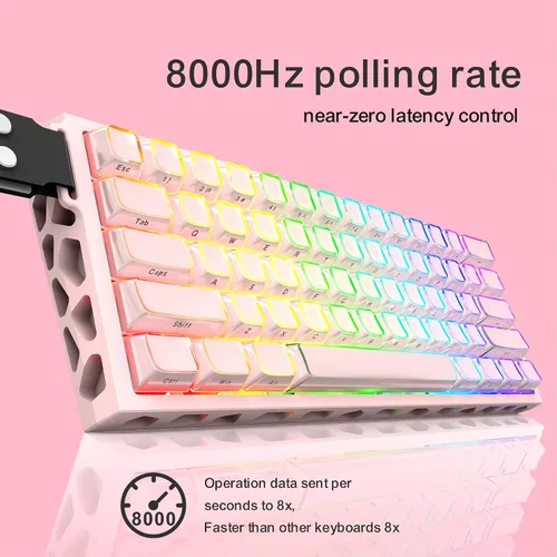 Vista 5 de BOYI H60Pro Magnetic Switch Gaming Keyboard,60% Hollow Aluminum Hall Effect Rapid Trigger Hot-Swap 8K Polling Rate 0.01mm RT RGB Wired Mechanical