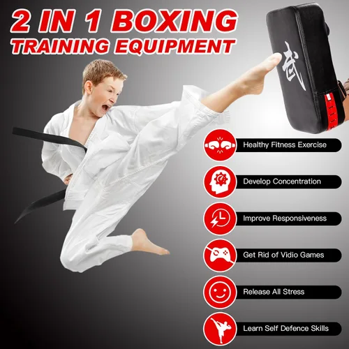Vista 2 de 2-in-1 Boxing Pads Set, Punch Mitts & Kick Pad Combo for Kids & Adults, Adjustable MMA Training Gear for Boxing, Kickboxing, Karate & Taekwondo