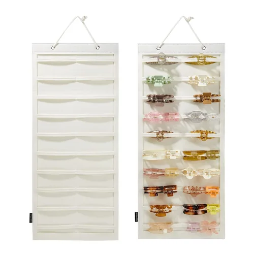 Vista 7 de Organizador de pinzas colgantes para el cabello, organizadores y almacenamiento para mujeres y niñas, soporte de pinzas para el cabello para pared
