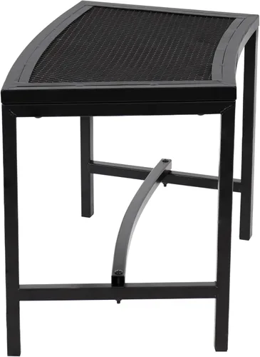Vista 9 de Sunnydaze Banco curvado de malla para exteriores, juego de banco de metal para patio, asientos exteriores resistentes para patio trasero o hoguera