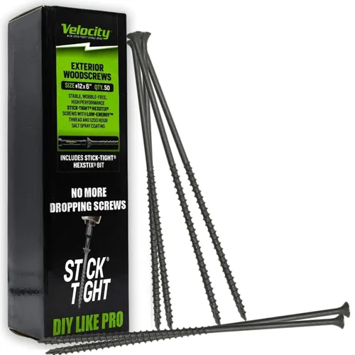 Vista 8 de VVelocity - Tornillos para madera de 5 pulgadas de largo para exteriores, puntas Torx T25 (talla #12), juego de tornillos de madera largos