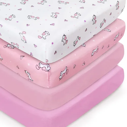 Vista 10 de Sábanas para moisés, paquete de 4 para bebés, sábanas para moisés Aqua + azul marino