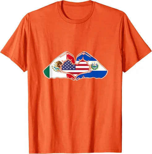 Vista 76 de Corazón manos México, El Salvador y Estados Unidos. Camiseta, Negro